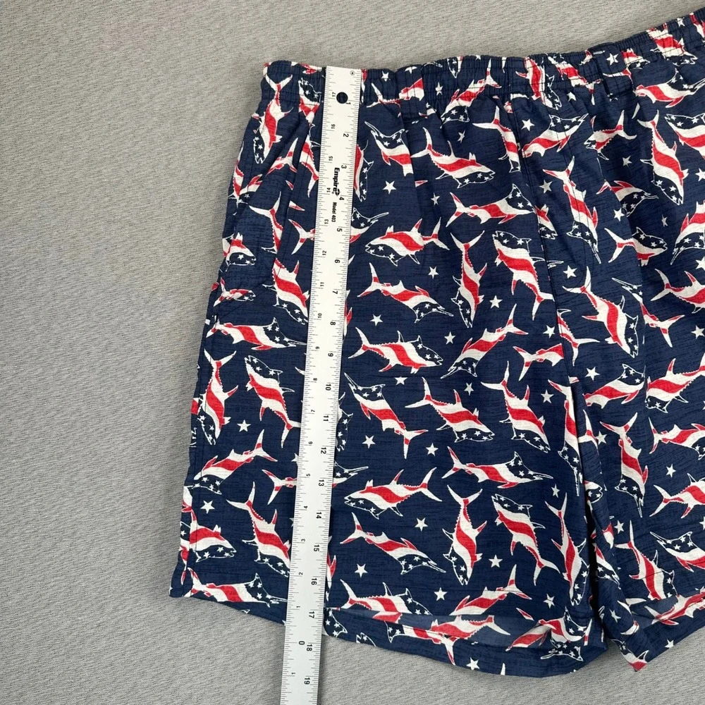 Columbia PFG Swim Trunks‎ Mens Large Navy Red White Americana Shark Star AOP
